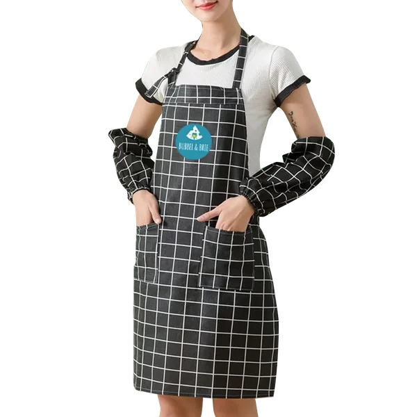 Cotton Linen Plaid Apron Set - Custom Stickers Now