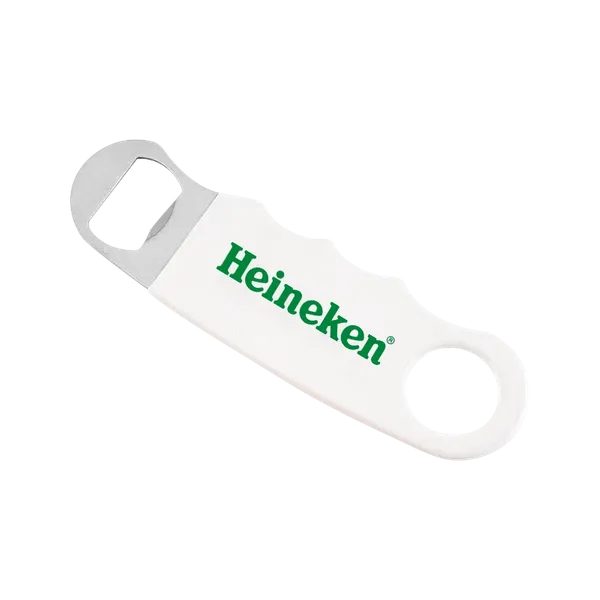 White Hand Grip Flat Bottle Opener - Custom Stickers Now