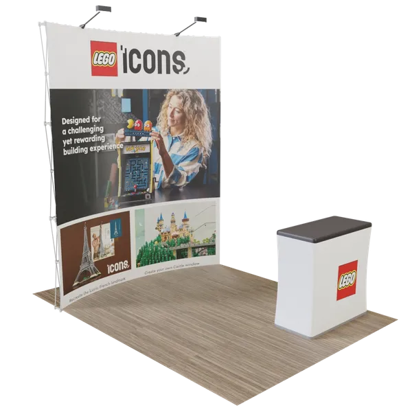Custom Curved Pop Up Trade Show Display Stand 8' x 8' - Custom Stickers Now
