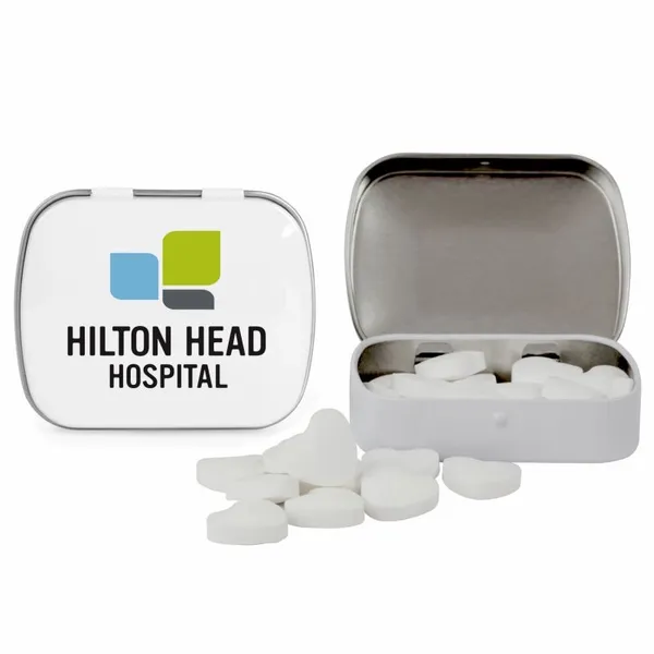 Domed Tin with Heart Shaped Mints - Custom Stickers Now