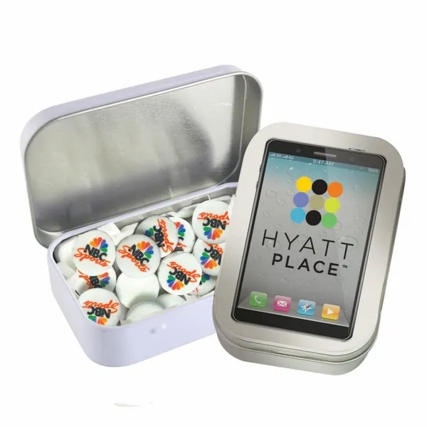 Rectangular Tin - Imprinted Round Mints - Custom Stickers Now