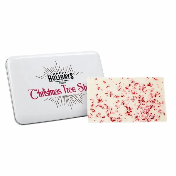 One of a Kind Tin with Peppermint Bark - Custom Stickers Now