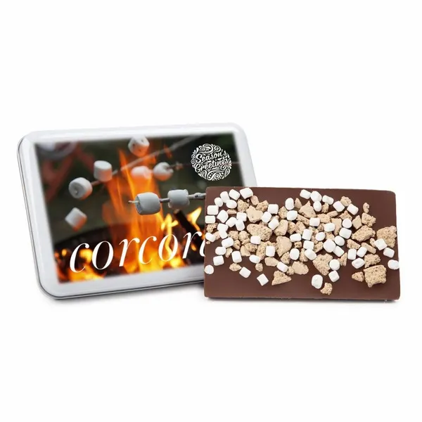 One of a Kind Tin with S'mores Bark - Custom Stickers Now