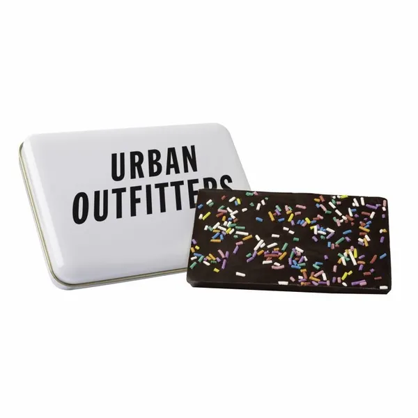Dark Chocolate & Sprinkle Bark Tin - Custom Stickers Now