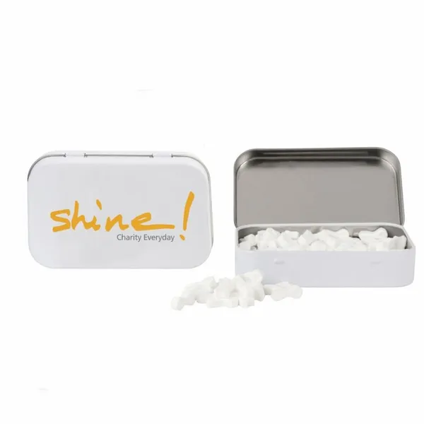 Rectangular Tin with Ribbon Shaped Mints - Custom Stickers Now