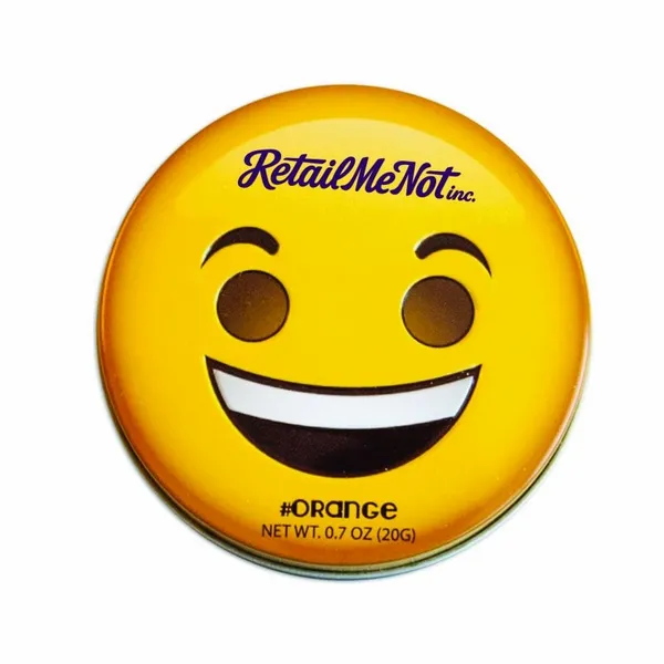Smiley Face Emojy Tin with Orange Mints - Custom Stickers Now