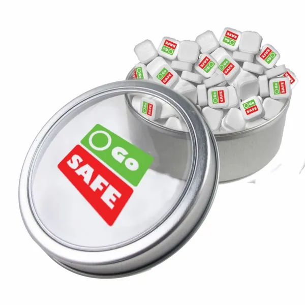 Large Top View Tin - Imprinted Square Mints - Custom Stickers Now