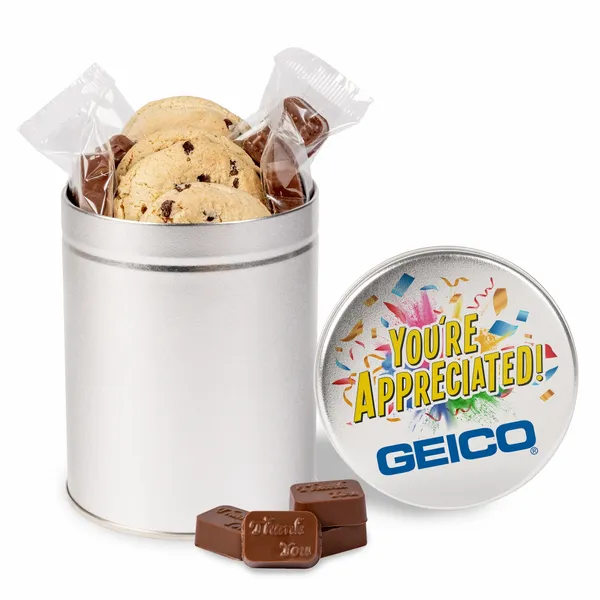 Molded Chocolate and Chocolate Chip Cookie Tin II - Custom Stickers Now