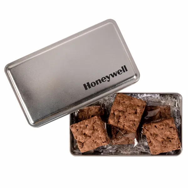 Fresh Beginnings 6 Fudge Brownies in Tin - Custom Stickers Now