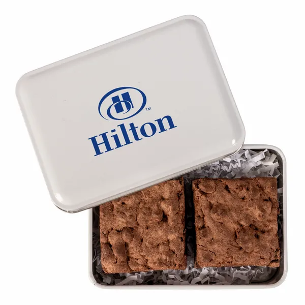 Fresh Beginnings 2 Fudge Brownies in Tin - Custom Stickers Now