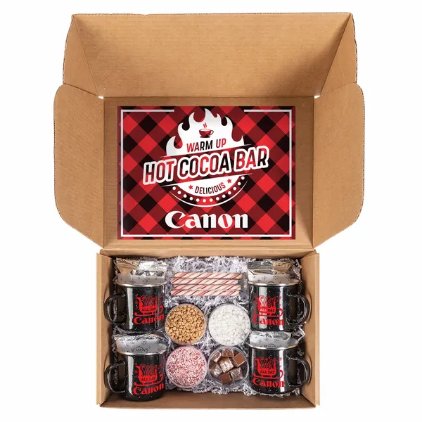 Hot Cocoa Bar Kit with 4 Mugs - Custom Stickers Now