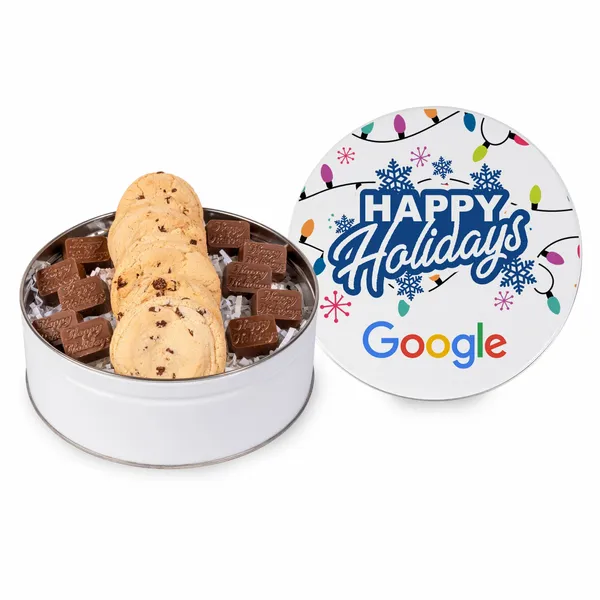 Molded Chocolate and Chocolate Chip Cookie Tin I - Custom Stickers Now