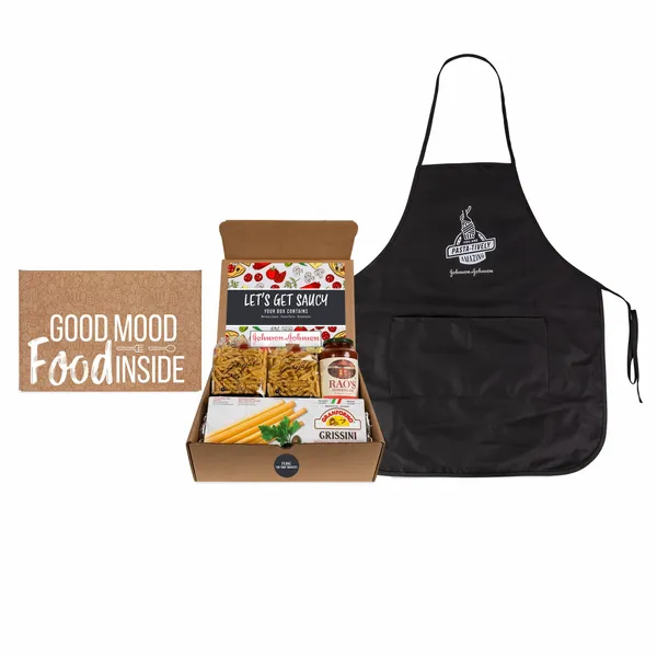 Lets Get Saucy- Italian Gourmet Kit with Apron - Custom Stickers Now