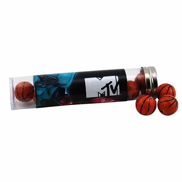 Tube with Chocolate Basketballs 6" tube - Custom Stickers Now