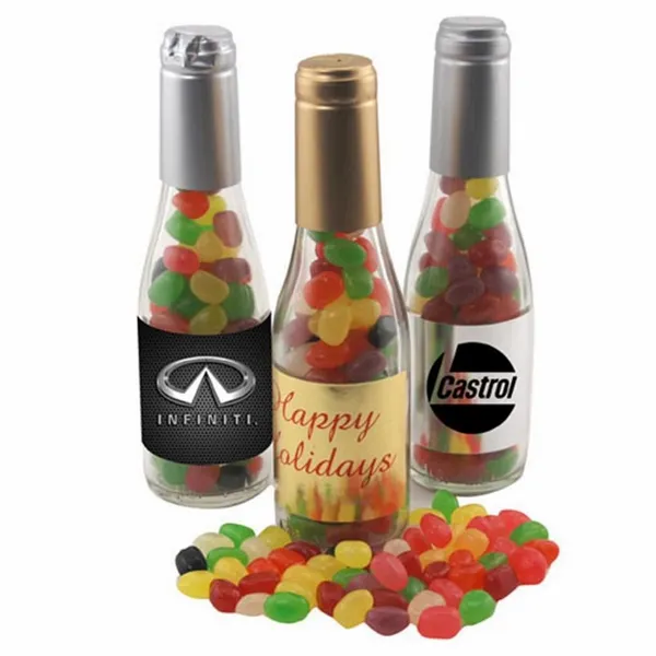 Champagne Bottle w/ Teenee Beanee Jelly Beans 8" - Custom Stickers Now