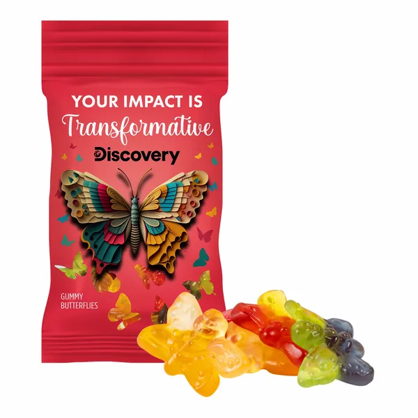 Clever Candy 1oz. Full Color DigiBag™ with Gummy Butterflies - Custom Stickers Now