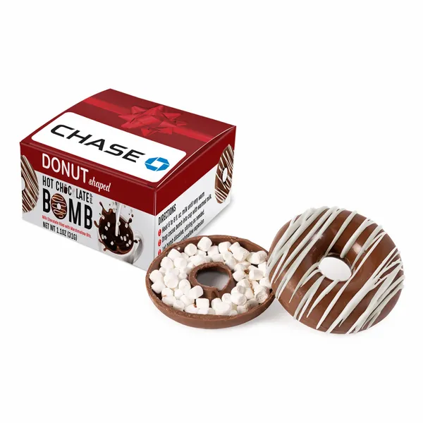 Donut-Shaped Hot Chocolate Bomb with Drizzle - Custom Stickers Now