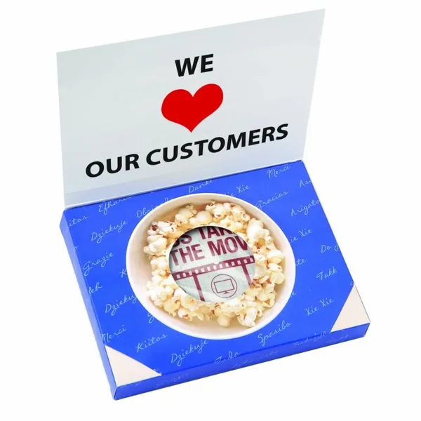 Greeting Card Box with Microwave Popcorn - Custom Stickers Now