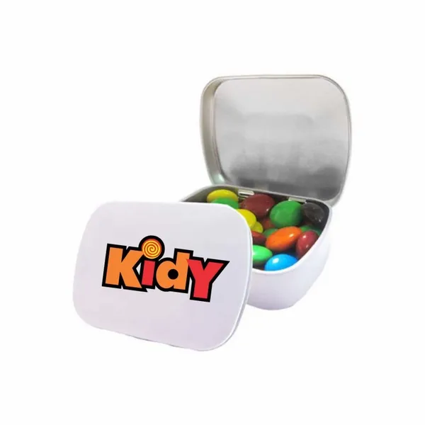 M&M'S® in Domed Tin - Custom Stickers Now
