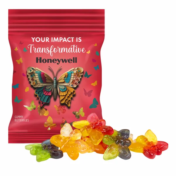 Clever Candy 2oz. Full Color DigiBag™ with Gummy Butterflies - Custom Stickers Now