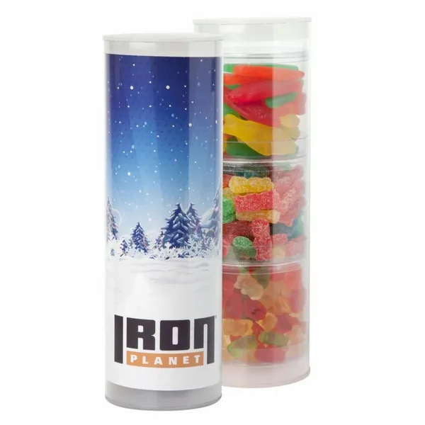 Clever Candy 3 Piece Gift Tube with Gummy Candy - Custom Stickers Now