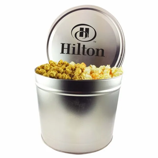Two Gallon Popcorn Tin - Trio Popcorn - Custom Stickers Now