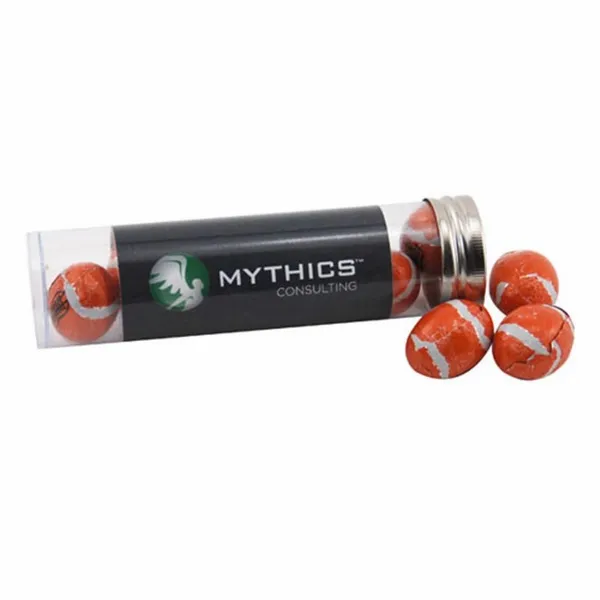 Tube with Chocolate Footballs - TRB650 - Custom Stickers Now