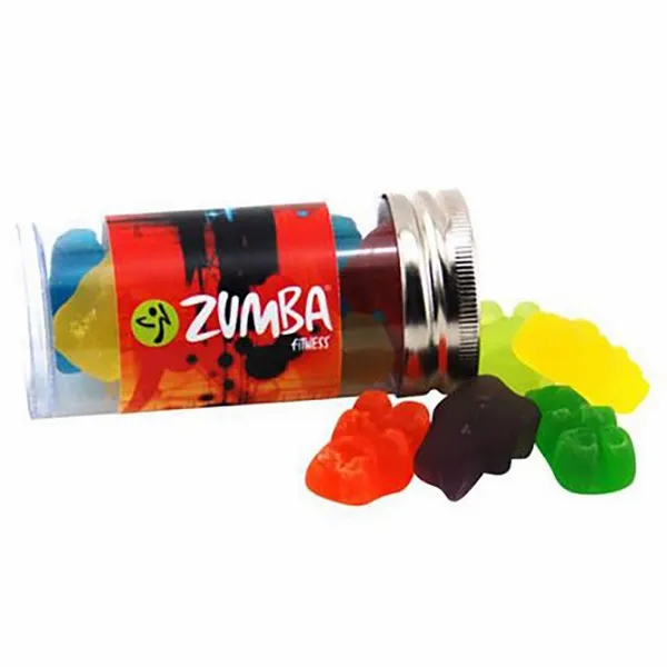 Clever Candy Small 3" Candy Tube with Gummy Bears - Custom Stickers Now