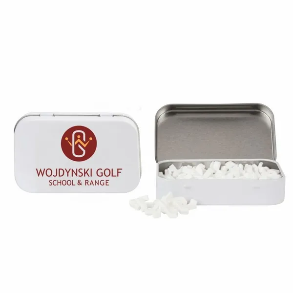 Rectangular Tin with Golf Club Shaped Mints - Custom Stickers Now