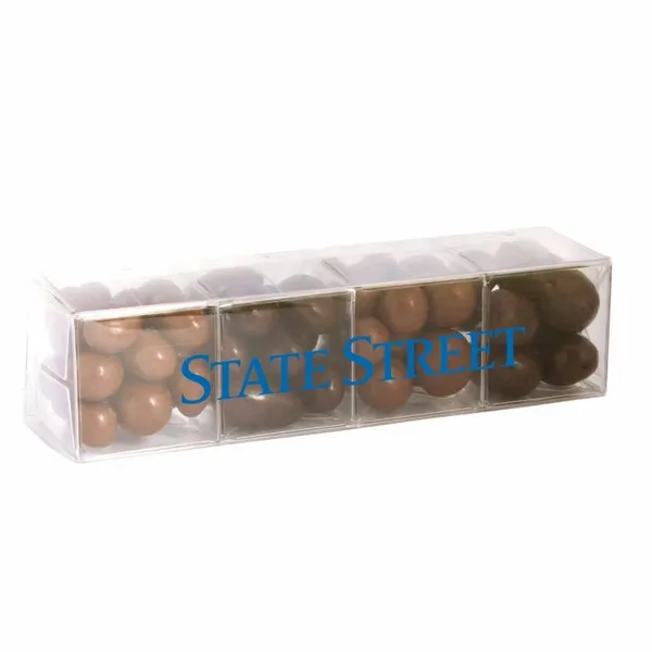 4 Cube Acetate Gift Box with Chocolate Covered Treats - Custom Stickers Now
