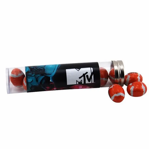 Tube with Chocolate Footballs - TRB660 - Custom Stickers Now
