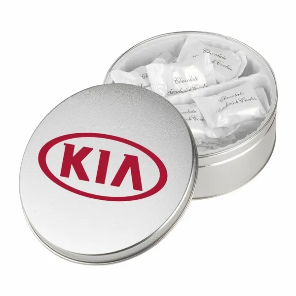 Warm Wishes Tins - Chocolate Covered Sandwich Cookie - Custom Stickers Now