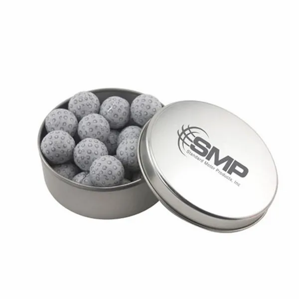 Round Tin with Chocolate Golf Balls - SBF3000 - Custom Stickers Now