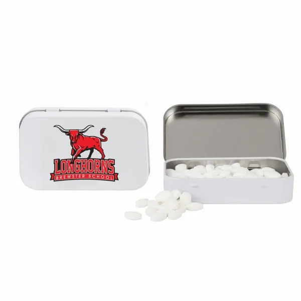 Rectangular Tin with Football Shaped Mints - Custom Stickers Now