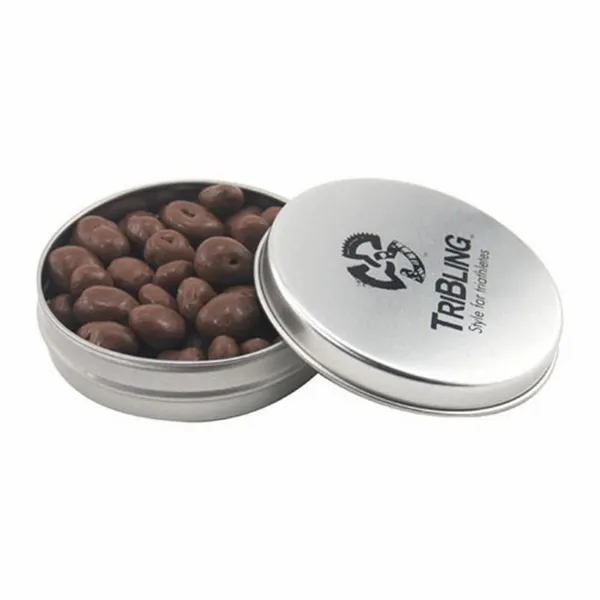 Round Tin with Chocolate Raisins - SBF2900 - Custom Stickers Now