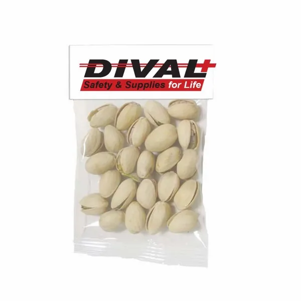 Small Header Bags - Jumbo Salted Pistachios - Custom Stickers Now