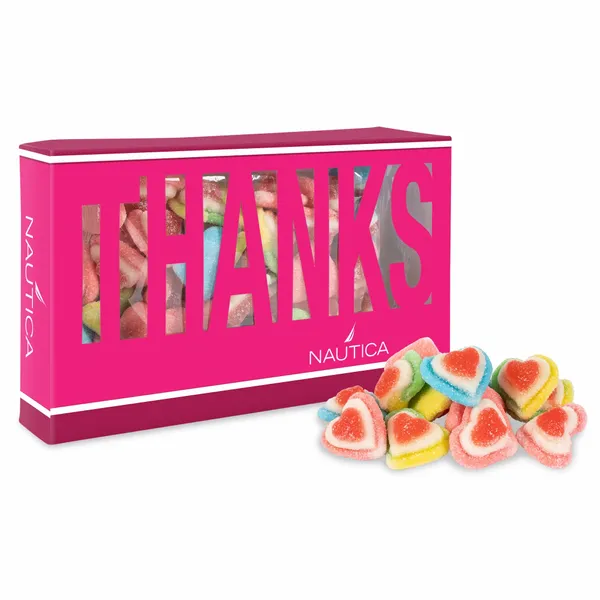 Thanks Die Cut Box with Triple Layer Hearts - Custom Stickers Now