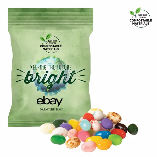 2oz. ECO-Digibag, Compostable & Full Color, Gourmet Jelly Beans - Custom Stickers Now