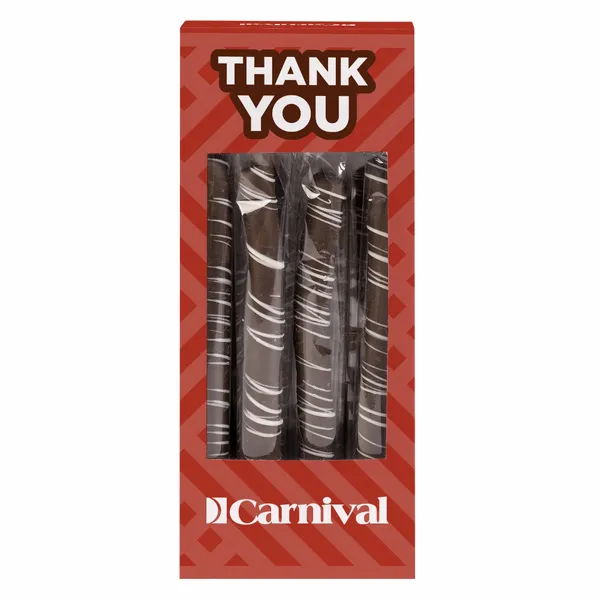 Pretzel Rods - Dark Chocolate With White Drizzle - Custom Stickers Now