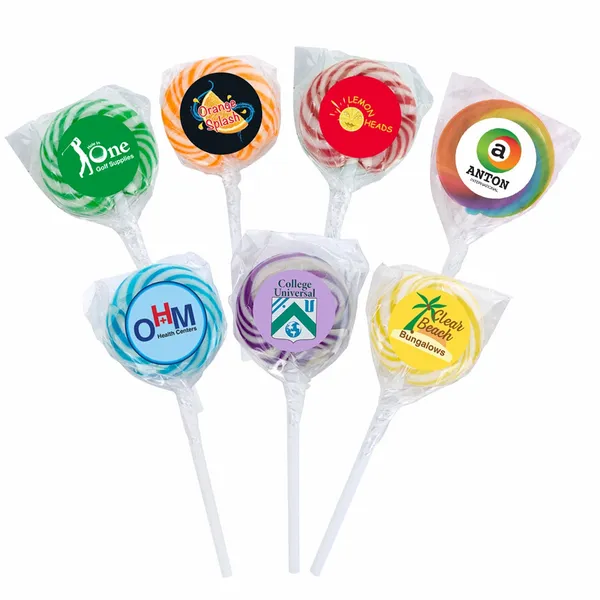 Swirl Lollipop with Round Label - Custom Stickers Now
