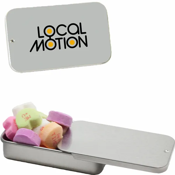 Slider Tin with Conversation Hearts - Custom Stickers Now