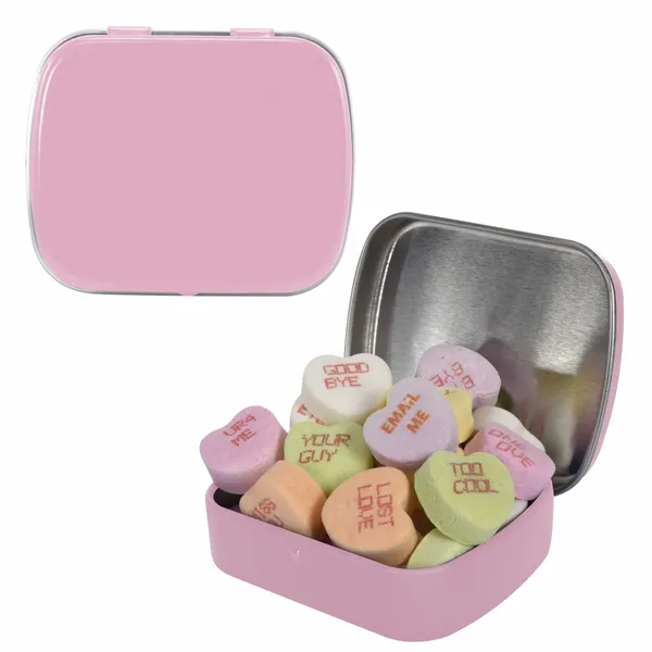 Small Mint Tin with Conversation Hearts - Custom Stickers Now