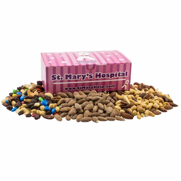 Large Chest Box with Trail Mix, Almonds, and Mixed Nuts - Custom Stickers Now