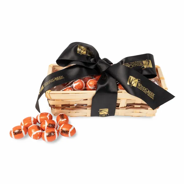 Gift Basket with Chocolate Footballs - Custom Stickers Now