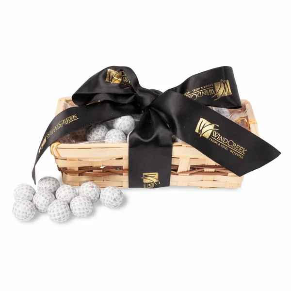 Gift Basket with Chocolate Golf Balls - Custom Stickers Now