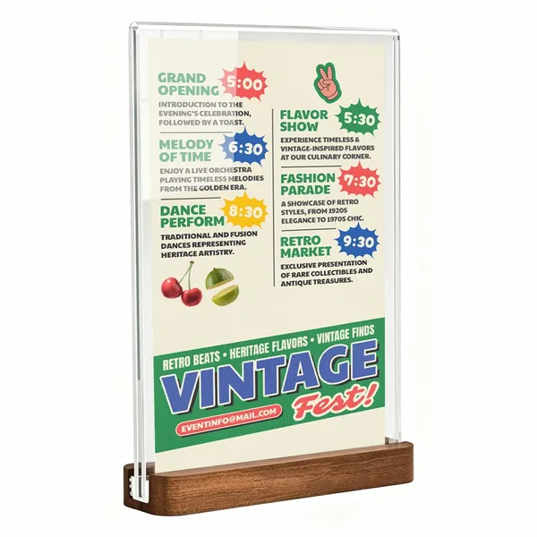 Sapele Wood Desktop Display - Custom Stickers Now