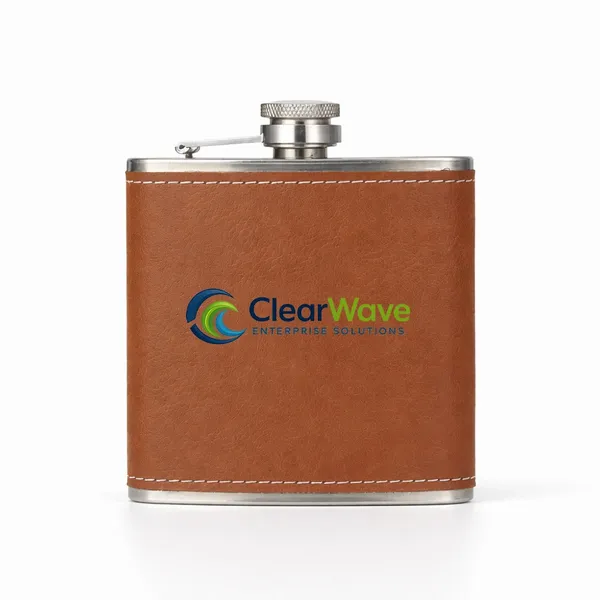 Leather Wrapped Hip Flasks - Custom Stickers Now