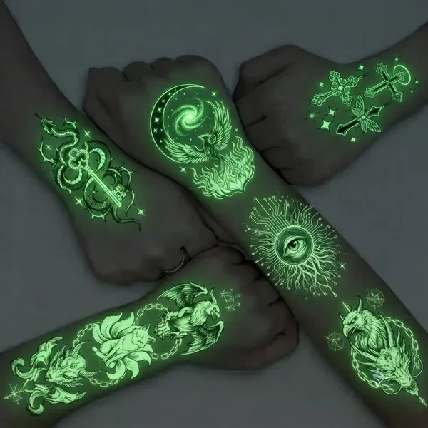 Glow Tattoos with Colorful Imprint - Custom Stickers Now
