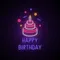 Happy Birthday with Cake Neon Sign - Custom Stickers Now