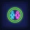 Boy & Girl Silhouettes Circle Neon Sign - Custom Stickers Now